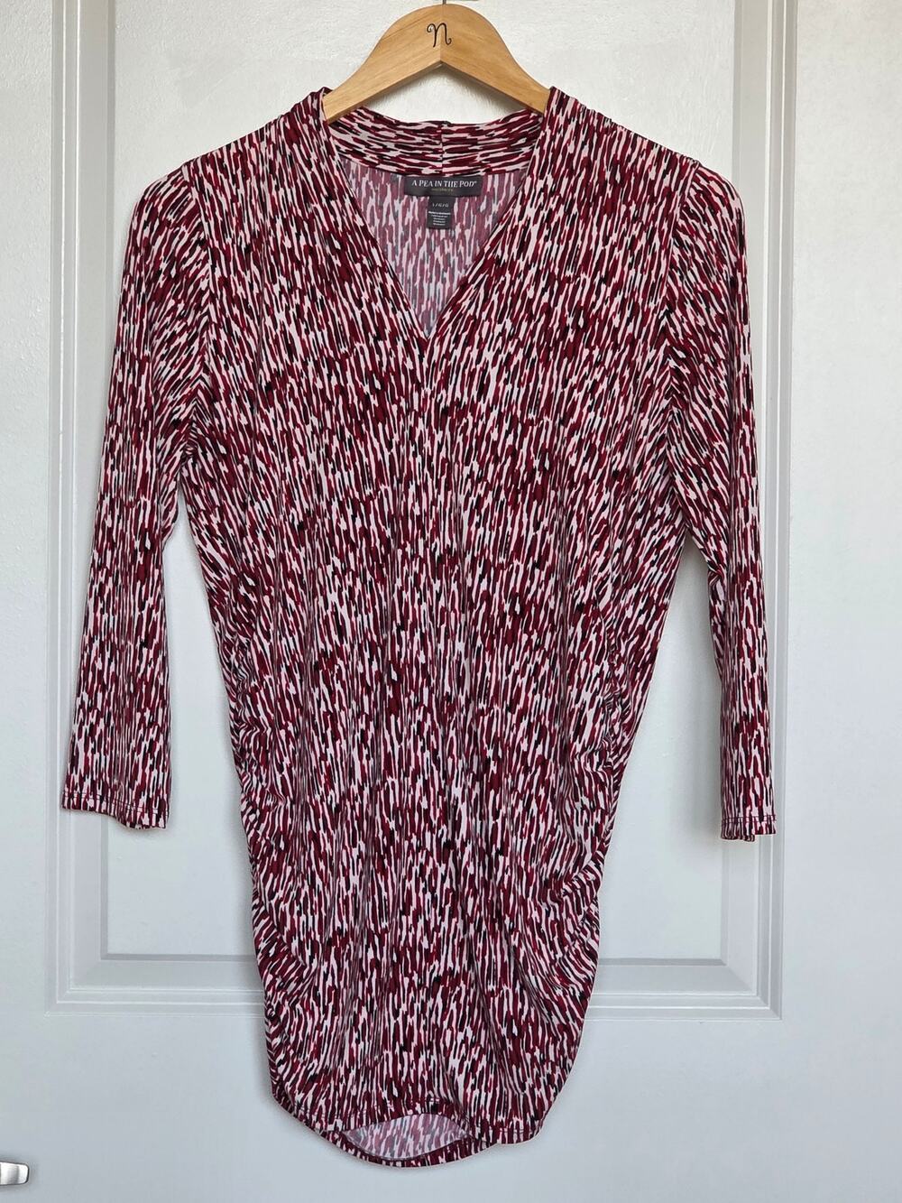 A Pea in the Pod Maternity Ruched Side V-Neck Maternity Top